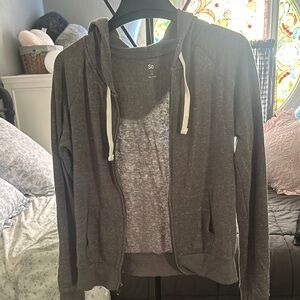 SO Gray Long Sleeve Hoodie jacket